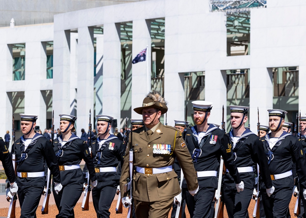 Australia’s Federation Guard at the Proclamation Ceremony held at Parliament House, Canberra to honour His Majesty King Charles III’s accession to the throne (Julia Whitwell/Defence Images